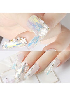 CESUSME 3D Colorful Flower Nail Charms White Pink Blue Purple Black Flowers Acrylic Nail Charms With Metal Golden Round Beads For Nail Art Diy Accessories  - Image 5