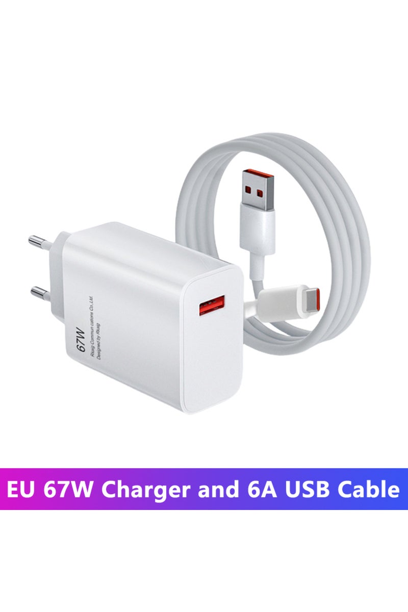 2m EU Charger and Cable For Xiaomi Original 67W USB Super Fast Charger Power Adapter Mi 12 11 6A Typ