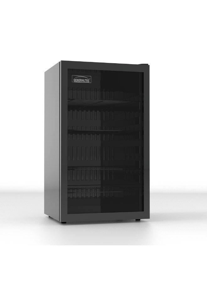 Generaltec Chiller 92L Single Glass Door Refrigerator | Generaltec 92 Liters Beverage Chiller with 4 Adjustable Shelves, LED Light, Black Finish, Model GCH140LB 92 L 198 W GCH140LB Black - Image 3
