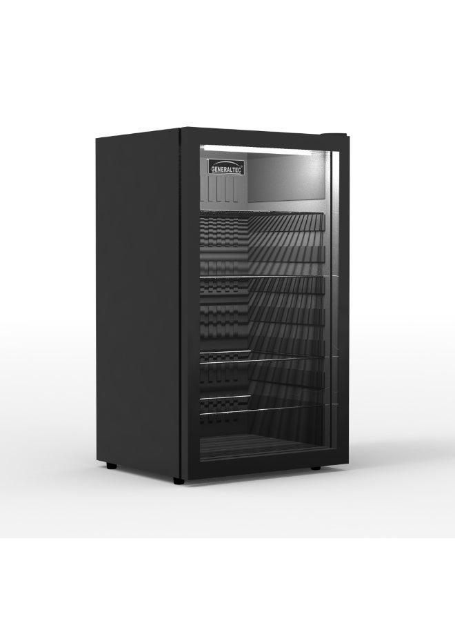 Generaltec Chiller 92L Single Glass Door Refrigerator | Generaltec 92 Liters Beverage Chiller with 4 Adjustable Shelves, LED Light, Black Finish, Model GCH140LB 92 L 198 W GCH140LB Black - Image 2