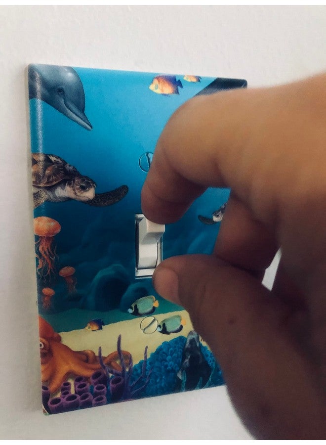 Create-A-Mural Ocean Underwater Dolphin Whale Sea Turtle Kids Light Switch Cover Plate Decorative Nursery Teen Toddler Room Decor Bedroom Bathroom Playroom (Ocean 1) - Image 2