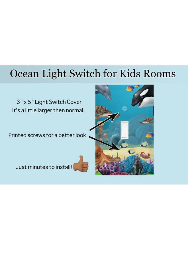 Create-A-Mural Ocean Underwater Dolphin Whale Sea Turtle Kids Light Switch Cover Plate Decorative Nursery Teen Toddler Room Decor Bedroom Bathroom Playroom (Ocean 1) - Image 3