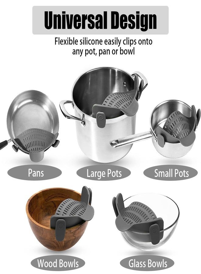 PERWIN Clip On Strainer, Silicone Food Strainer Hands-Free Pan Strainer，Heat Resistant Silicone， Easily Drain Food， Kitchen Gadgets, Space Saving，Noodle, Food, Gifts for Women, Gray (grey) - Image 5