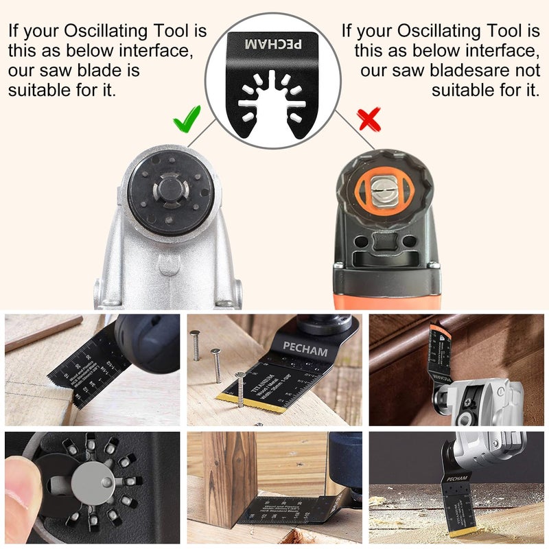 PECHAM Oscillating Saw Blades, PECHAM 64PCS Professional Universal Titanium Multitool Blades for Wood Plastics Metal Quick Release Multi Tool Kits Fit Rockwell Ridgid Ryobi Milwaukee Chicago Craftsman - Image 5