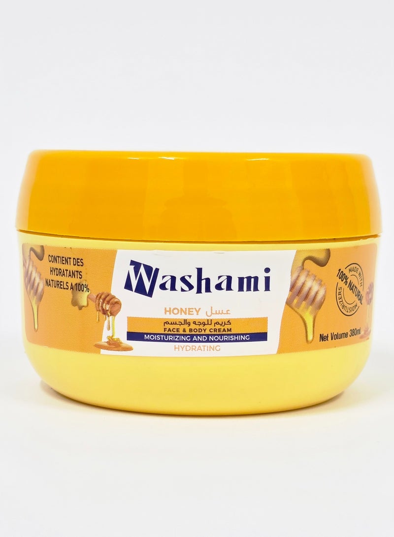 واشامي كريم مرطب للوجه والجسم بالعسل – مغذي، مرطب، مرطبات طبيعية 100%، 380 جم - Image 1
