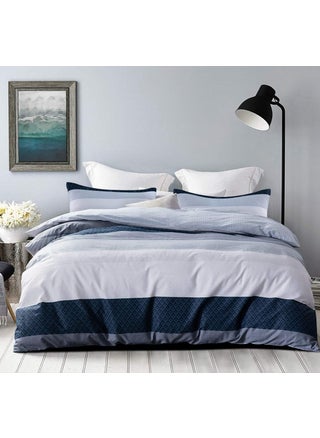 SLEEPBELLA Comforter Queen Size 600 Thread Count Cotton White and Navy Striped Patchwork Reversible Pattern Reversible Blue Comforter SetDown Alternative Bedding Set 3Pcs Queen Blue Patchwork - pzsku/Z26038E7FD7010D9BBFFCZ/45/1750416889/ad1008f3-3a44-4097-90ee-9ffd8d974f61