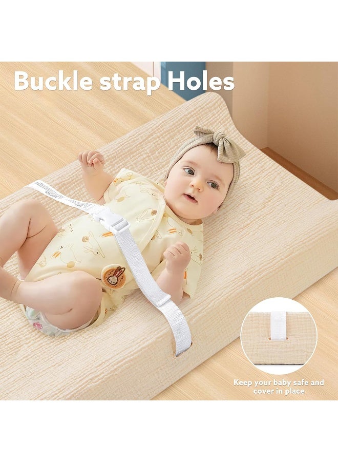 Pro Goleem Pro Goleem Muslin Changing Pad Cover for Boys and Girls, Soft Breathable Fitted Cotton Diaper Changing Table Pad Sheets, Neutral, 2 Pack (Brown＆Beige) - Image 4