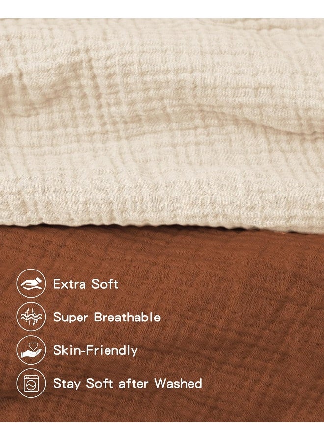 Pro Goleem Pro Goleem Muslin Changing Pad Cover for Boys and Girls, Soft Breathable Fitted Cotton Diaper Changing Table Pad Sheets, Neutral, 2 Pack (Brown＆Beige) - Image 2