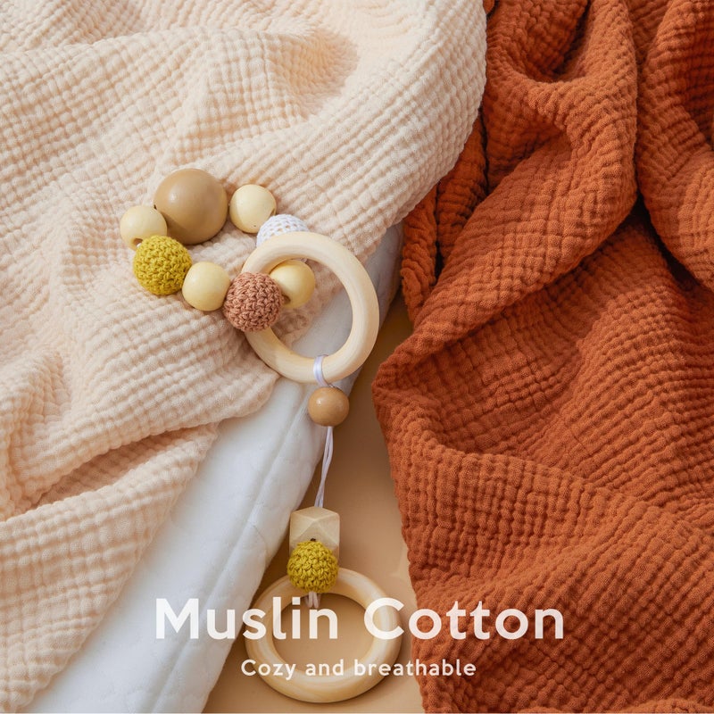 Pro Goleem Muslin Changing Pad Cover for Boys and Girls, Soft Breathable Fitted Cotton Diaper Changing Table Pad Sheets, Neutral, 2 Pack (Brown＆Beige) - Image 2