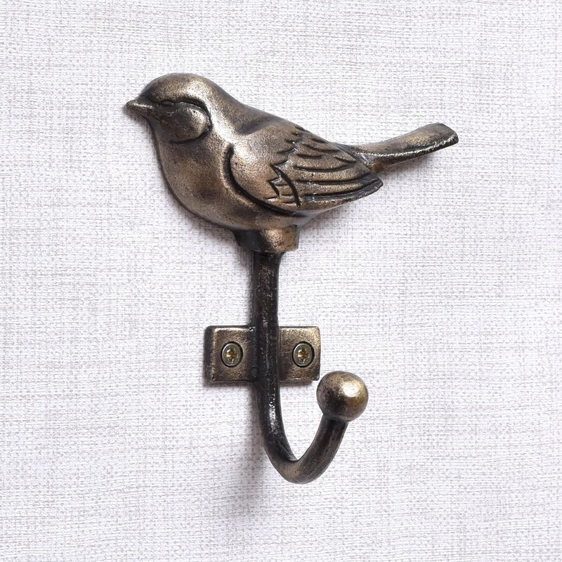 Indian-Shelf IndianShelf Iron Wall Hooks | Heavy Duty, Water Resistant, Reusable | Vintage Bird Coat Hooks | Antique Finish | 30 lbs Capacity - Image 1