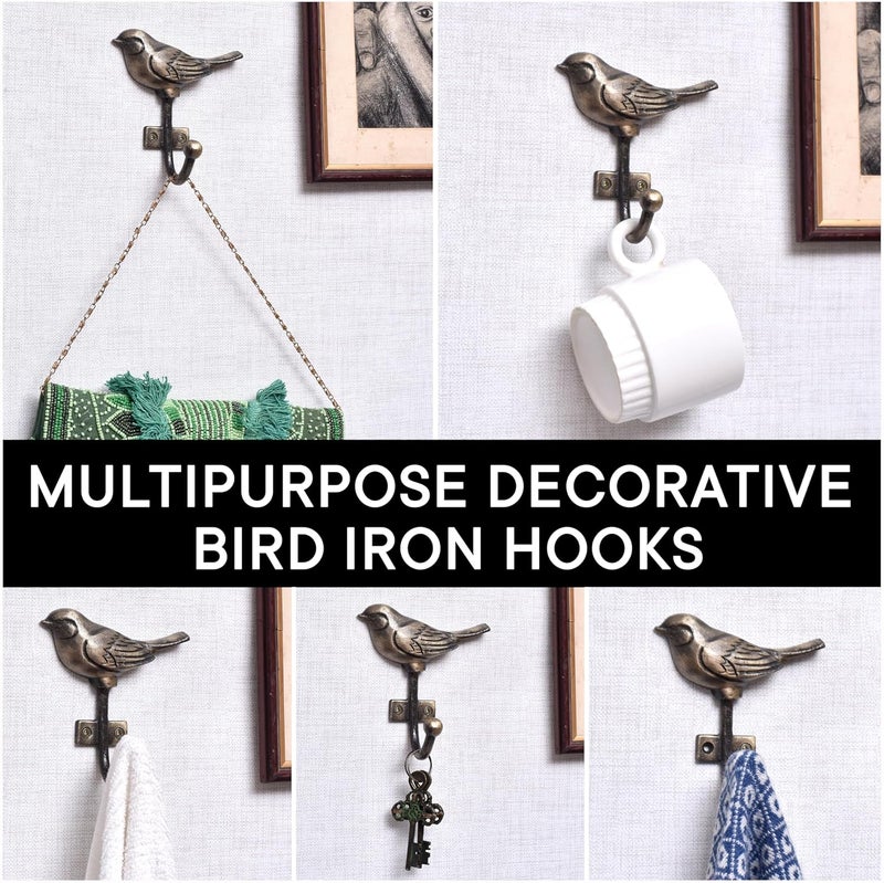 Indian-Shelf IndianShelf Iron Wall Hooks | Heavy Duty, Water Resistant, Reusable | Vintage Bird Coat Hooks | Antique Finish | 30 lbs Capacity - Image 5