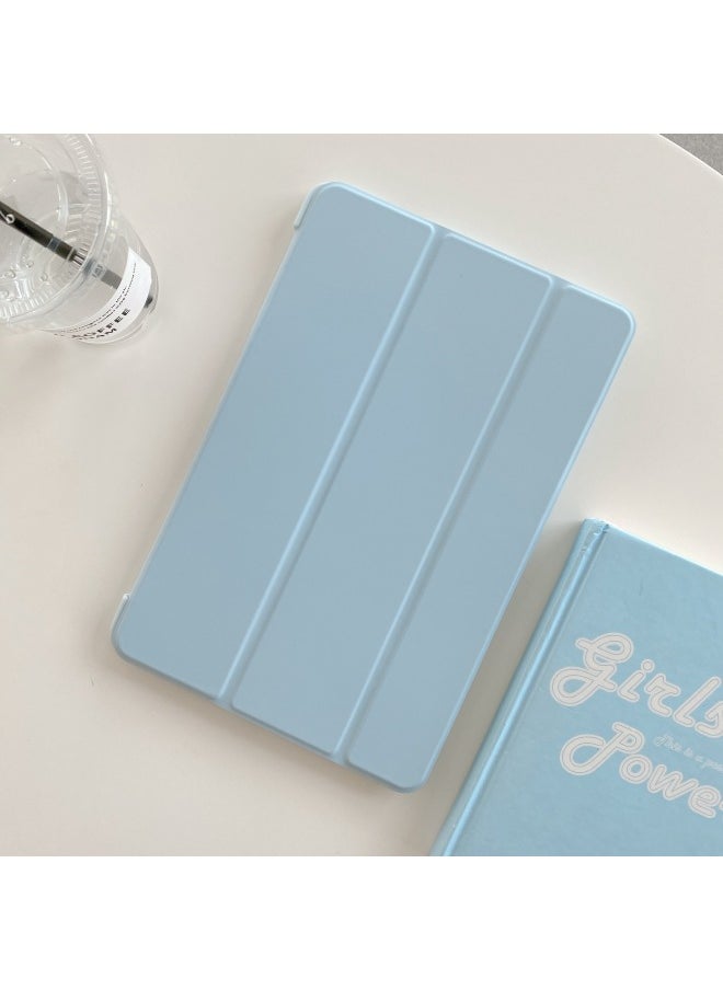 Generic - Suitable For Lenovo Xiaoxin Pad2024 Tablet Protective Case Y700 2023 Tri-fold Liquid Leather Case Xiaoxin 11-inch-Color:White Ice Blue-Applicable Model:X306/FC/NC(10.1-inch) - Image 1