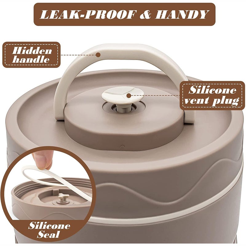 Lellow Lellow 8 Foam Insulated Food Container Set LunchTiffin Box with 2 Bags Cutlery for Student Kids School Office Brown 25 LTR Pack of 2  - Image 4