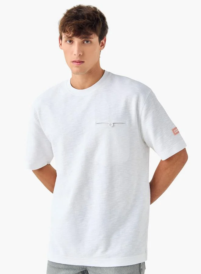 Lee Cooper Textured Oversized T-shirt with Crew Neck