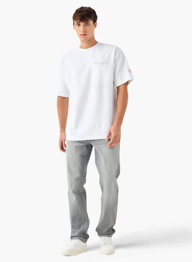 لي كوبر تيشيرت بارز الملمس فضفاض بياقة مستديرة من لي كوبر