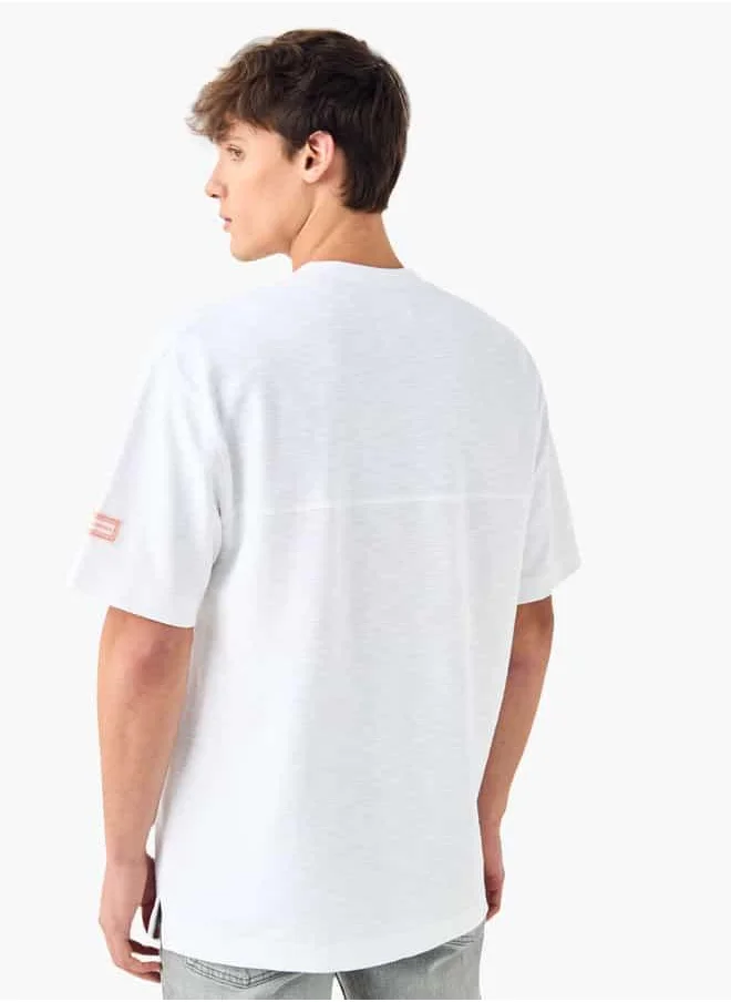Lee Cooper Lee Cooper Textured Oversized T-shirt with Crew Neck