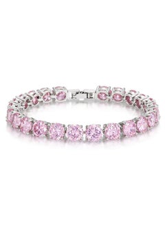 Cubic Zirconia Tennis Bracelet, Silver Plated 7Mm Round, 7 In - Cz Tennis Bracelet For Womens Jewelry - Cubic Zirconia Women Bracelets - Pink - pzsku/Z2603CD72DDD7304A1E20Z/45/_/1735214642/83000996-863e-451a-ae82-992bd770d93f