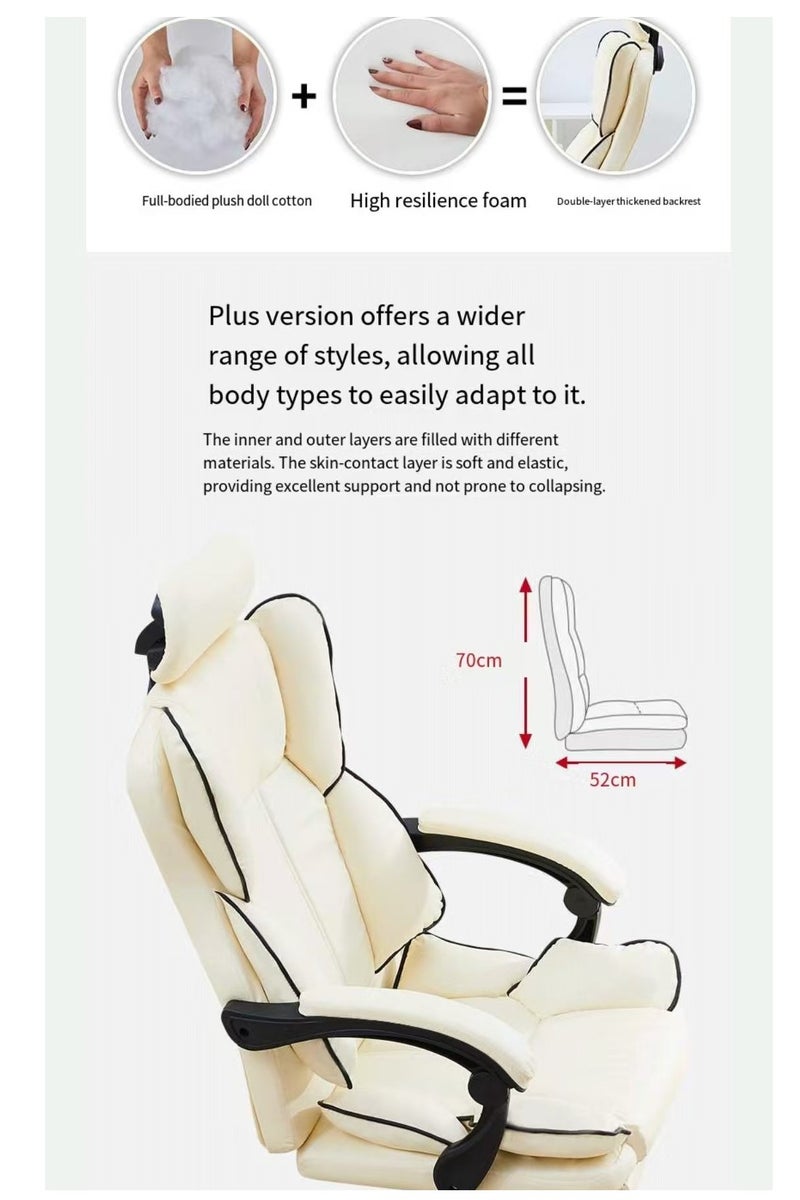 Generic Big and Tall Office Chair, High Back Leather Gaming Chair with Footrest, Executive Ergonomic Office Chair， Footrest, Swivel Base, Padded Armrests, and Rolling Wheels for Home Office, white Computer Chair - Image 3