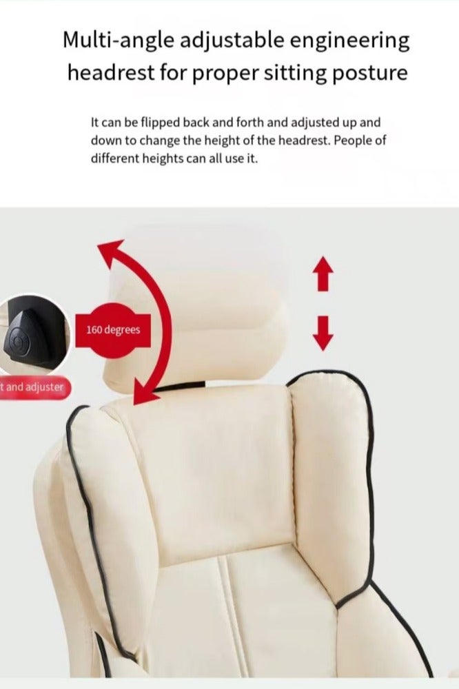 Generic Big and Tall Office Chair, High Back Leather Gaming Chair with Footrest, Executive Ergonomic Office Chair， Footrest, Swivel Base, Padded Armrests, and Rolling Wheels for Home Office, white Computer Chair - Image 4