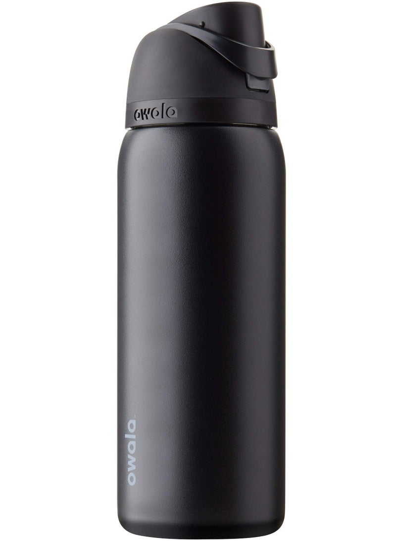 زجاجة مياه معزولة من الفولاذ المقاوم للصدأ مع ماصة، زجاجة مياه رياضية خالية من مادة BPA، رائعة للسفر، 40 أونصة، داكنة جدًا جدًا جدًا - Image 1