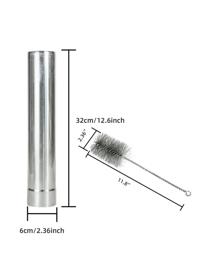 LAMAY 5PCS Stainless Steel Chimney Pipes Kit, Stove Pipe Flue with Wood Burning Stove Brush, Diameter 2.36”(6cm) for Wood Stove, Fireplace, Camping Tent Stove - Image 2