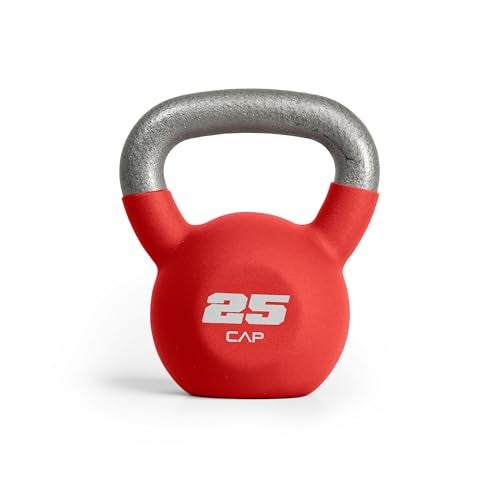 CAP Barbell 25 LB Neoprene Coated Cast Iron Kettlebell - Red - Image 1