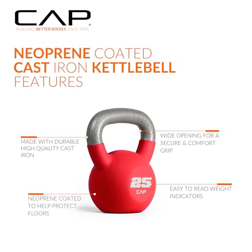 CAP Barbell 25 LB Neoprene Coated Cast Iron Kettlebell - Red - Image 3