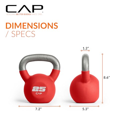 CAP Barbell 25 LB Neoprene Coated Cast Iron Kettlebell - Red - Image 4