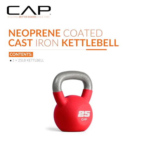 CAP Barbell 25 LB Neoprene Coated Cast Iron Kettlebell - Red - Image 2