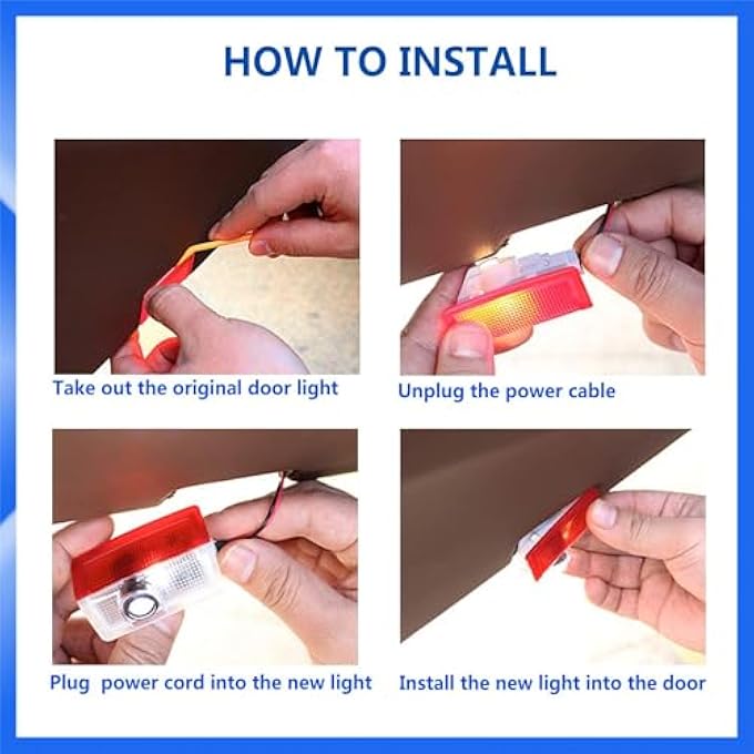 SWIUKPHE 2 قطعة شعار باب ضوئي ضوئي غير باهت مصباح ترحيب أضواء البرك ضوء الباب ضوئي شعار متوافق مع الملحقات S400 S450 S500 S550 S600 S63 S65 S680 S Class - Image 3