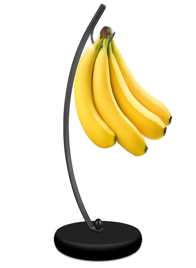 HOMKULA Banana Holder Stand - Hanging Hook Stands, Banana Hanger Hook Stand for Kitchen Counter (Modern, Full Black) - Image 1