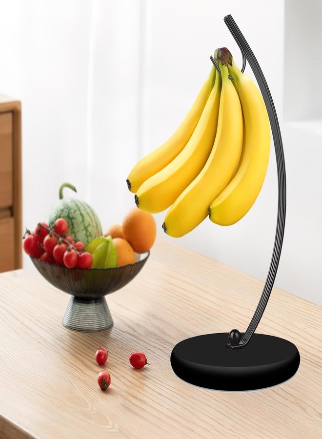 HOMKULA Banana Holder Stand - Hanging Hook Stands, Banana Hanger Hook Stand for Kitchen Counter (Modern, Full Black) - Image 2