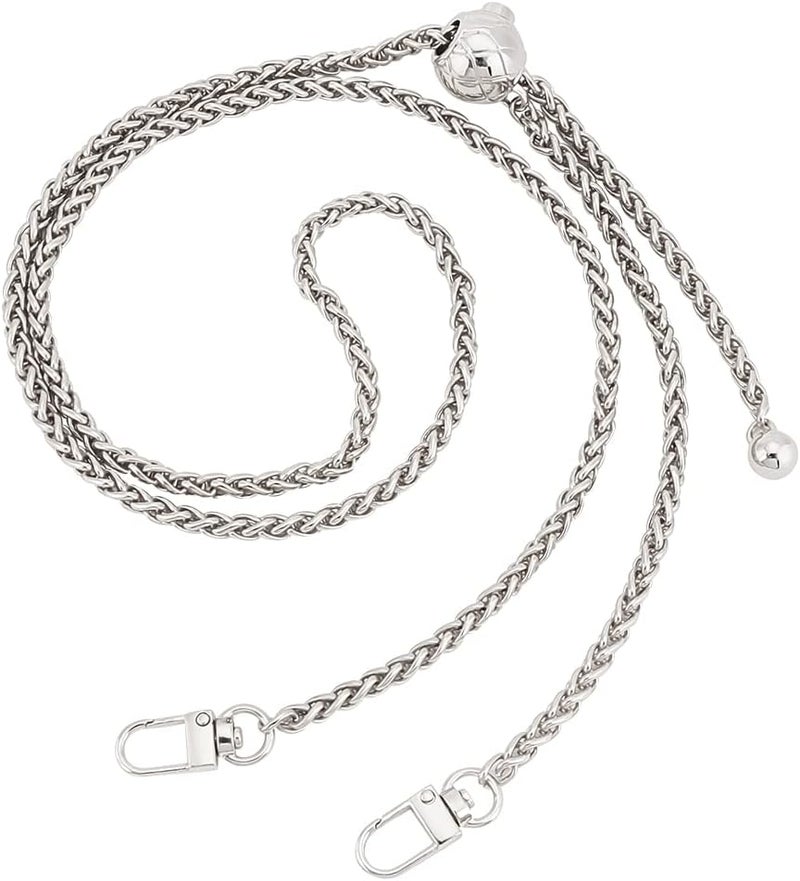 comfrt Metal Purse Chain Strap, 49.6 Inch Adjustable Shoulder Chain Strap Replacement Women Crossbody Bag Chain with Ball Bead Adjuster Alloy Bag Chain Strap for Handbag Hobo Bag Clutches, Platinum - Image 1