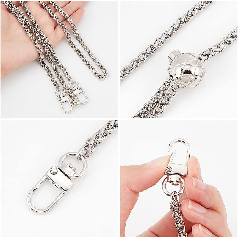 comfrt Metal Purse Chain Strap, 49.6 Inch Adjustable Shoulder Chain Strap Replacement Women Crossbody Bag Chain with Ball Bead Adjuster Alloy Bag Chain Strap for Handbag Hobo Bag Clutches, Platinum - Image 4