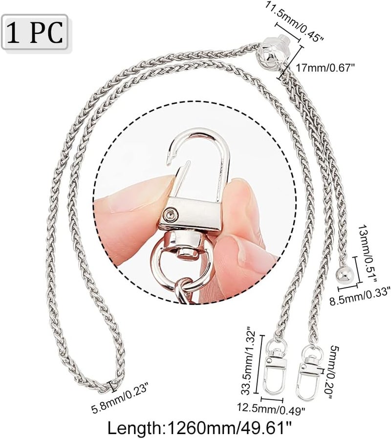 comfrt Metal Purse Chain Strap, 49.6 Inch Adjustable Shoulder Chain Strap Replacement Women Crossbody Bag Chain with Ball Bead Adjuster Alloy Bag Chain Strap for Handbag Hobo Bag Clutches, Platinum - Image 2