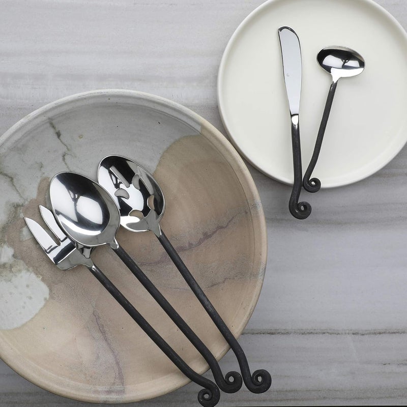 Gourmet Settings 5Pieces Hostess SilverwareTreble Clef Collection MattePolished Metal Flatware Serving Set Stainless Steel Kitchen Utensils KnifeForkSpoons Dishwasher Safe - Image 3