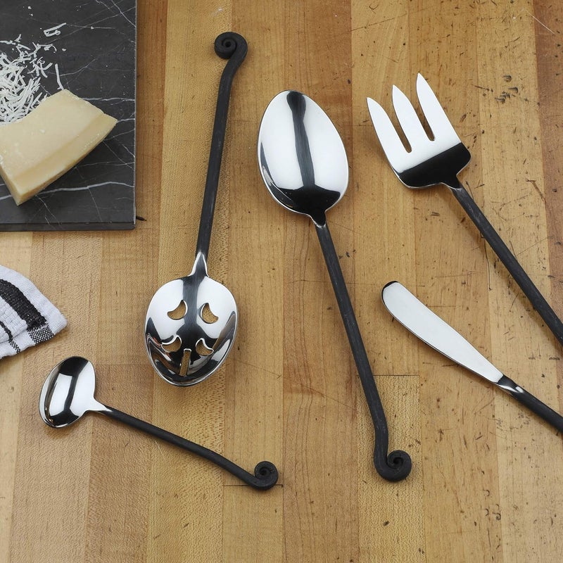 Gourmet Settings 5Pieces Hostess SilverwareTreble Clef Collection MattePolished Metal Flatware Serving Set Stainless Steel Kitchen Utensils KnifeForkSpoons Dishwasher Safe - Image 4