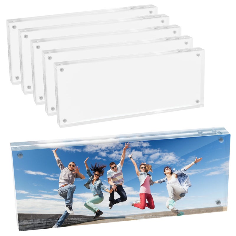 Mammoth DuraClear 4x10 Acrylic Frame - Frameless Panoramic Photo & License Display - Sleek  Modern Design for Elegant Decor (5 Pack) - Image 1