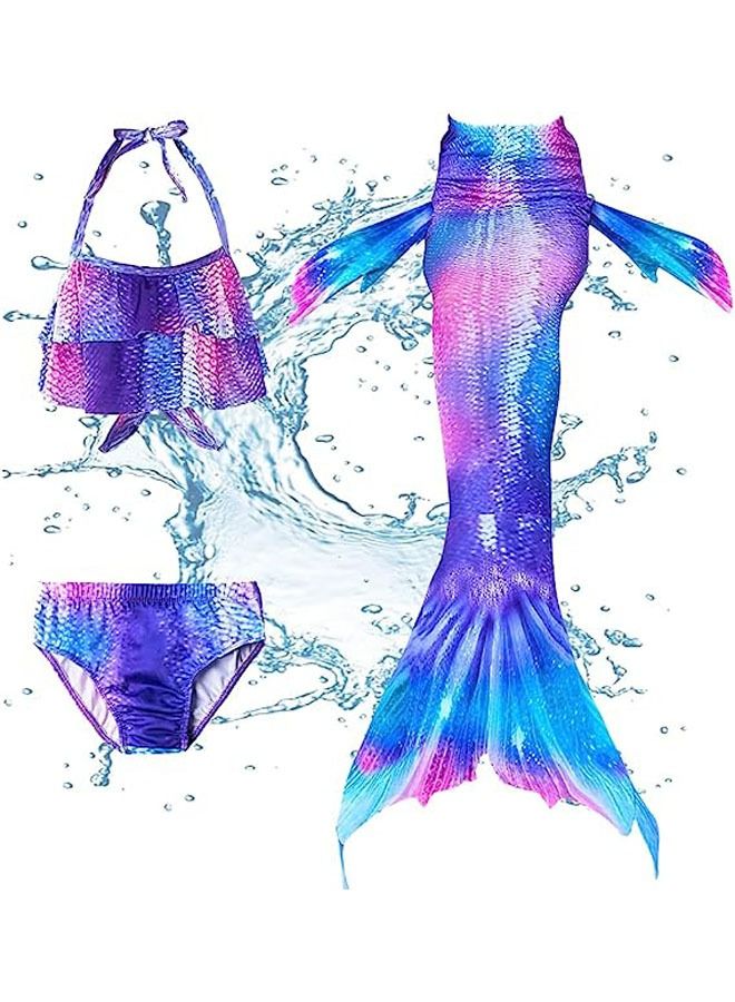 Mermaid Costume Swimming Suit 3 PCS Fashion Comfortable Princess Bikini Bathing Swim Wear Set for Kids Girl - Image 1