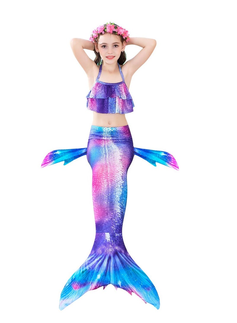 Mermaid Costume Swimming Suit 3 PCS Fashion Comfortable Princess Bikini Bathing Swim Wear Set for Kids Girl - Image 2
