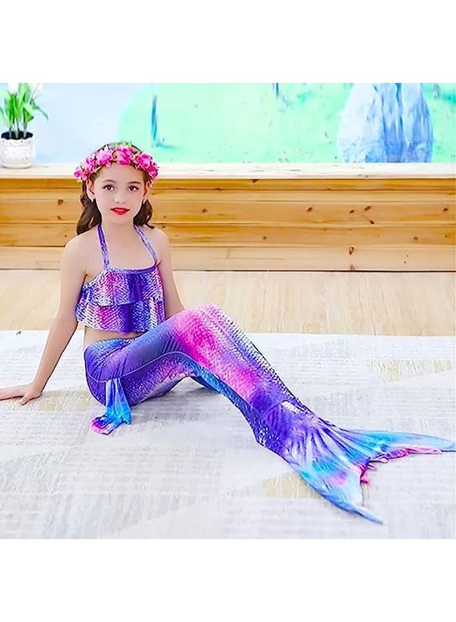Mermaid Costume Swimming Suit 3 PCS Fashion Comfortable Princess Bikini Bathing Swim Wear Set for Kids Girl - Image 5