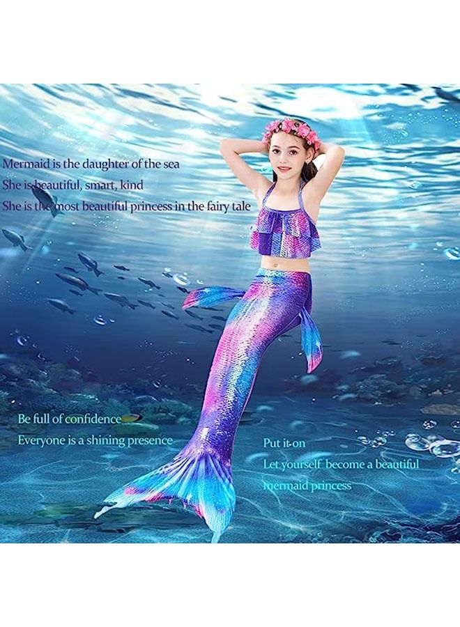 Mermaid Costume Swimming Suit 3 PCS Fashion Comfortable Princess Bikini Bathing Swim Wear Set for Kids Girl - Image 4