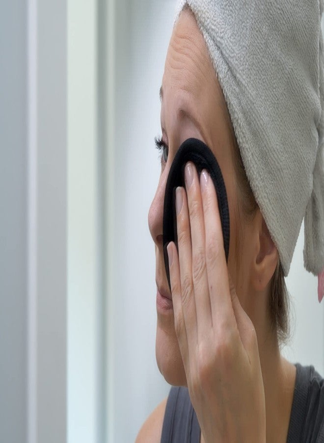 S&T INC. مناديل إزالة المكياج من S&T INC. للعناية بالبشرة مع حقيبة غسيل وتخزين، مناديل مكياج قابلة لإعادة الاستخدام أو مناشف وجه، مستلزمات السفر، سوداء، 4 بوصة قطر، 5 حزمة - Image 4