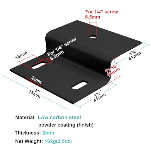 eoere 10 PCS Black Z Bracket Double Angle Channel Profile Corner Brace Mounting, Steel Furniture Support Connectors, Thickness 2 mm - Image 2