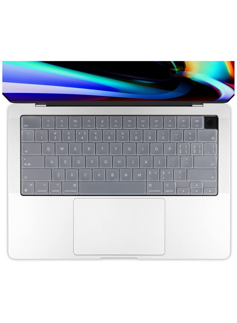 أمم US Layout Skin Keypad Cover Compatible for MacBook New Air 13.6 inch 2022 M2 Chip Liquid Retina/MacBook Pro 14 inch 2022 M1 Pro/M1 Max A2442 and MacBook Pro 16 inch 2022 M1 Pro/M1 Max A2485 Clear - Image 3
