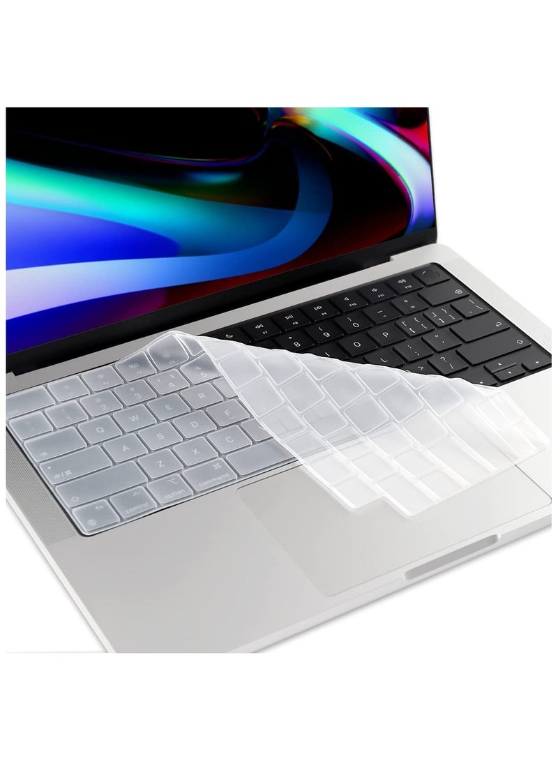 أمم US Layout Skin Keypad Cover Compatible for MacBook New Air 13.6 inch 2022 M2 Chip Liquid Retina/MacBook Pro 14 inch 2022 M1 Pro/M1 Max A2442 and MacBook Pro 16 inch 2022 M1 Pro/M1 Max A2485 Clear - Image 4
