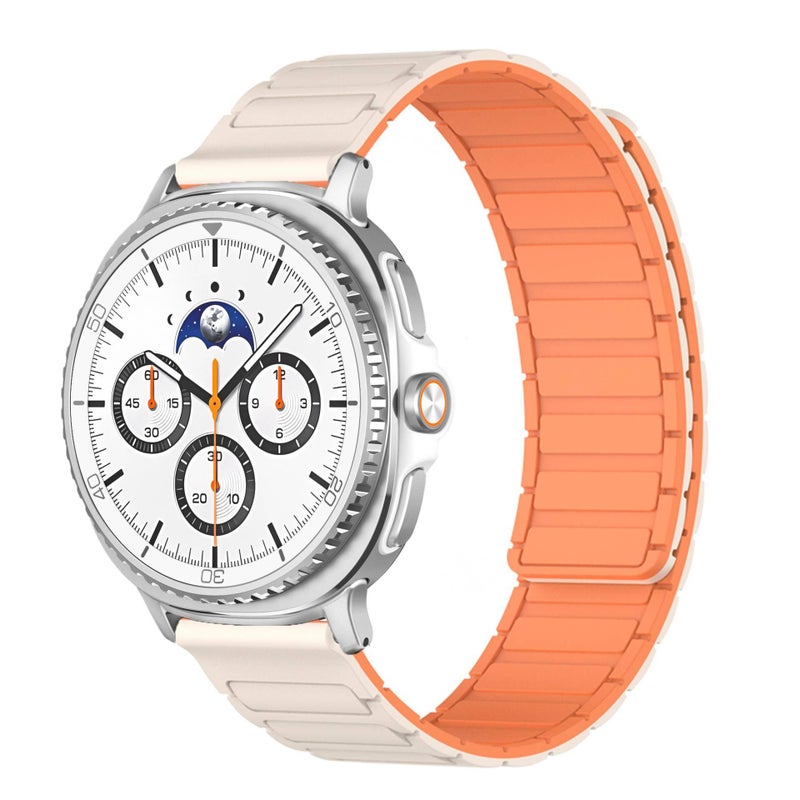 سوار ساعة ذكية باللون برتقالي قابل للتعديل رياضي من السيليكون متوافق مع Samsung Galaxy Watch 8 Classic بملاءمة قابلة للتعديل وحزام ناعم للاستبدال اليومي خفيف الحمل - Image 1