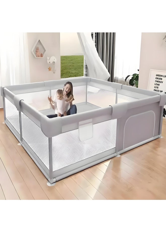 قابل للطي ملعب أطفال كبير جداً – 150×180 سم ملعب أطفال آمن مع باب سحاب، شبكة تنفس و ألواح PP، واقيات سقط ناعمة مضادة للسقوط وكوابس شفط لمركز أنشطة الأطفال في الداخل/الخارج - Image 1