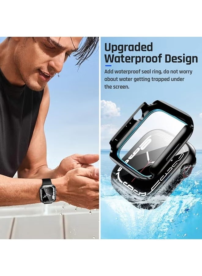 AP Waterproof Case for Apple Watch Screen Protector 46mm Series 10 Tempered Glass Face Cover (46mm, Black) - Image 2