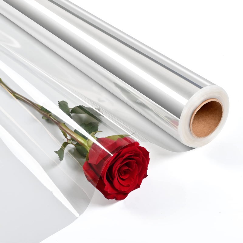 Clear Cellophane Wrap RollPlastic Gift Wrapping Paper 148ft x 34 inches Transparent Paper Wrap Roll 3 Mil Thick for Floral Bouquets Flower Paper Wrapping for Hampers Baskets Treats Arts  Crafts
